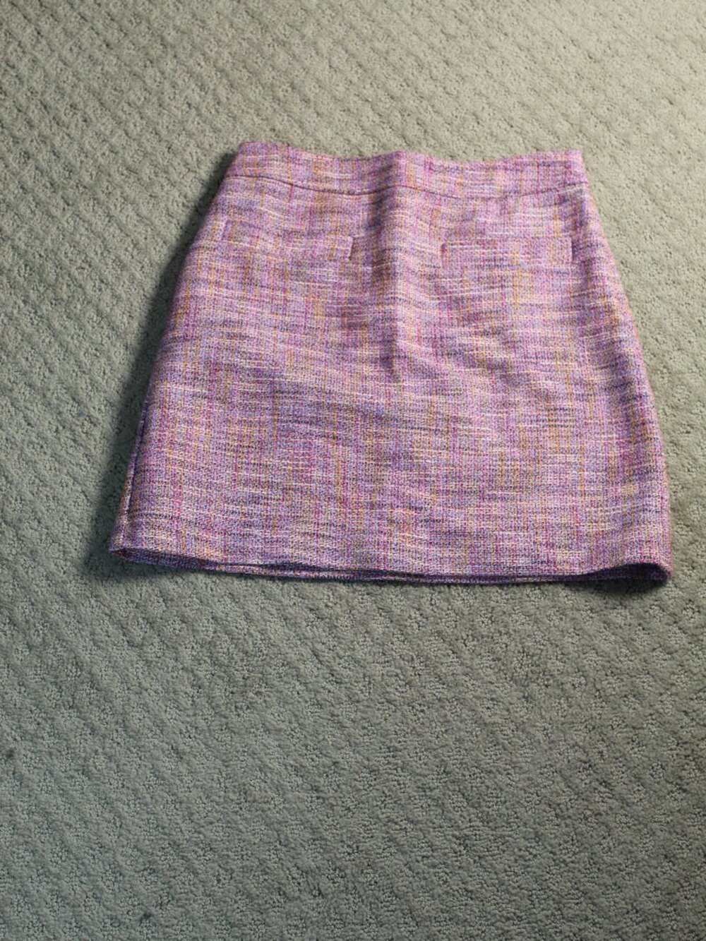 Ann Taylor LOFT Size 00P Woven Pink Orange Blue Tweed Mini Skirt